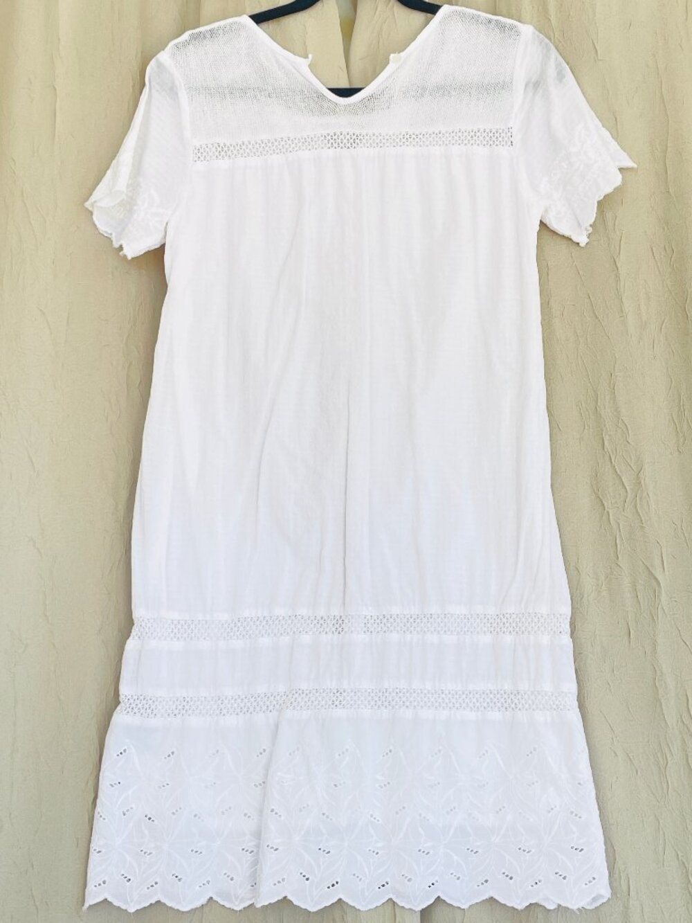 Bob Timberlake Small White Cotton Short Sleeve Lined Embroidered Boho Dress - Picture 10 of 14